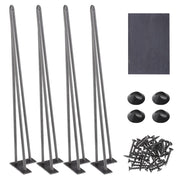 DIY 28 Inch Hairpin Legs, Set(4), 3-Rod, Raw Steel