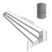 DIY 28 Inch Hairpin Legs, Set(4), 3-Rod, Raw Steel