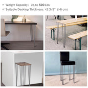 DIY 28 Inch Hairpin Legs, Set(4), 3-Rod, Raw Steel