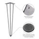 DIY 28 Inch Hairpin Legs, Set(4), 3-Rod, Raw Steel