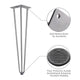 DIY 28 Inch Hairpin Legs, Set(4), 3-Rod, Raw Steel