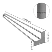 DIY 34 Inch Hairpin Legs, Set(4), 3-Rod, Raw Steel
