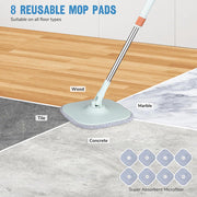 Microfiber Spin Mop Bucket System with 8 Mop Pads