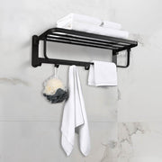 DIY Wall-Mounted 304 Stainless Steel Towel Shelf Rack w/ Hooks