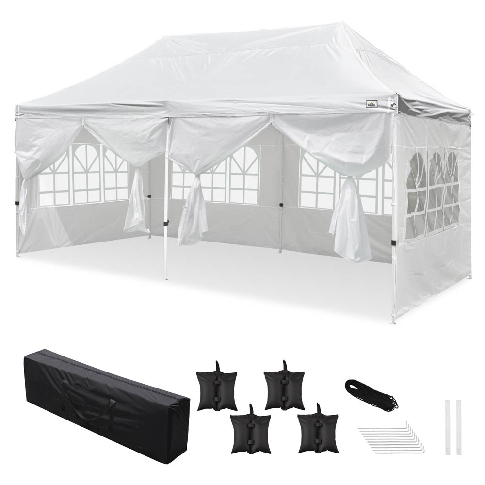 diy pop up tent DIY 10x20ft Easy Pop Up Canopy 4-Sidewall Party Tent Shelter