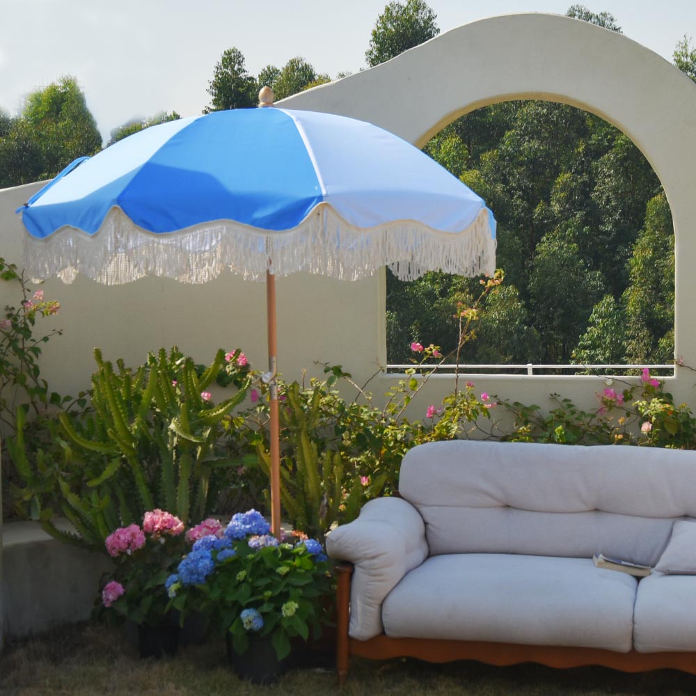 6 foot round patio umbrella DIY 6 Foot Palm Springs Wooden Patio Umbrella Tilt