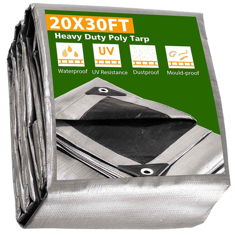 20x30 tarp DIY 20x30 ft Heavy-Duty Tarp Shelter Cover Tarpaulin, Silver