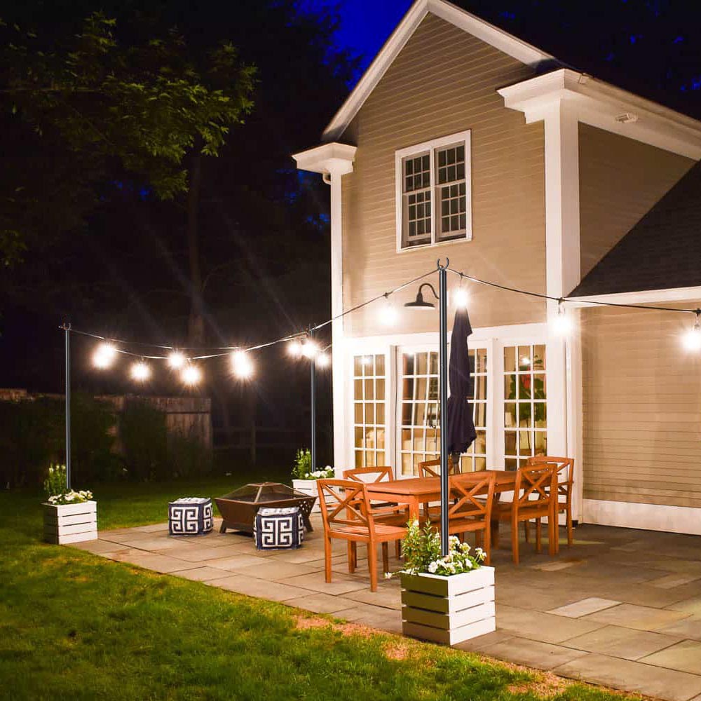 planter hanging lights DIY Aluminum Poles for String Light, Outdoors, Planter 10 foot 2ct/pk