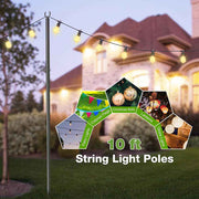 DIY Aluminum Poles for String Light, Outdoors, Planter 10 foot 2ct/pk