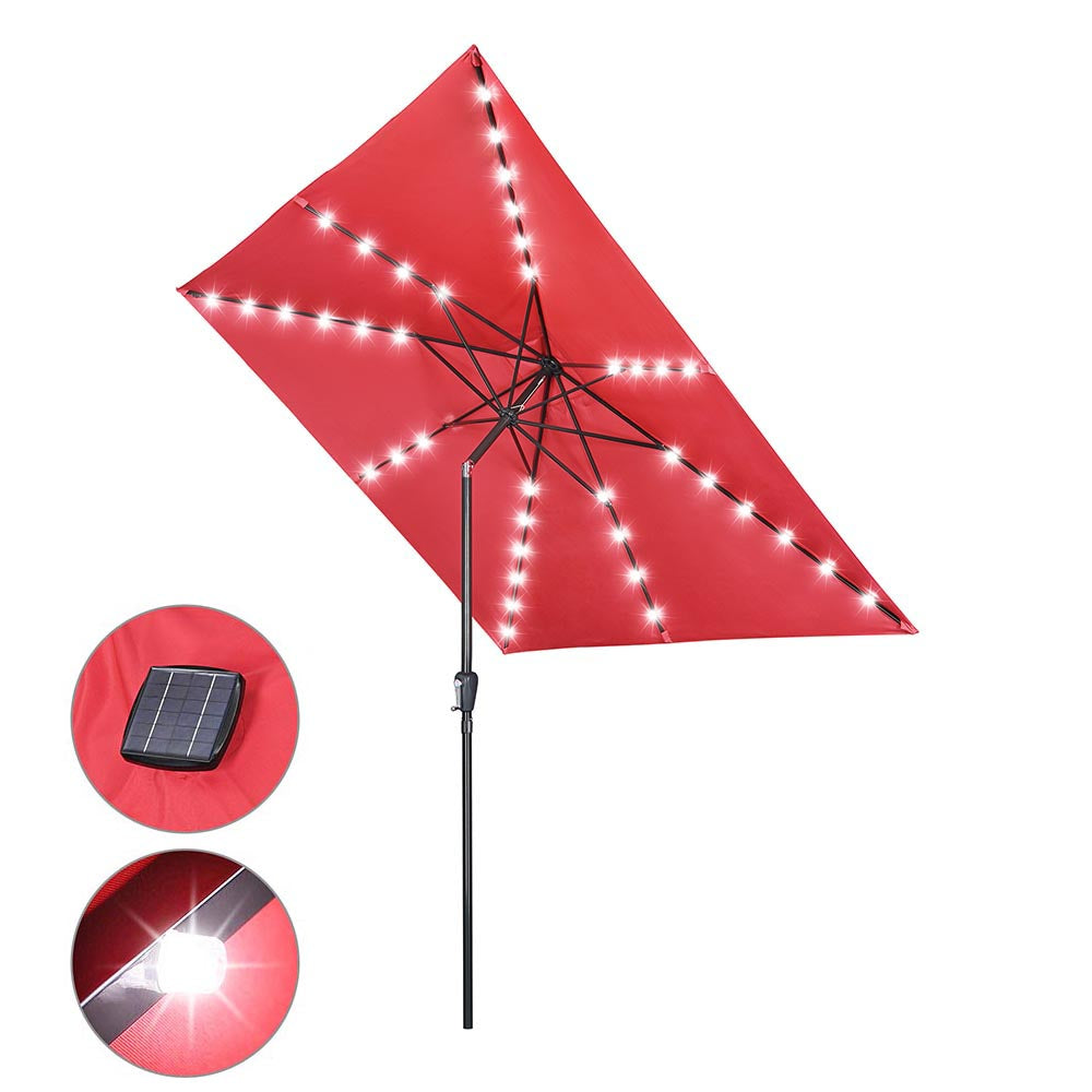 DIY 10 ft Lighted Patio Umbrella Square Solar Umbrella Tilt 8-Rib DIY 10 ft Lighted Patio Umbrella Square Solar Umbrella Tilt 8-Rib