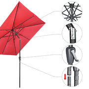 DIY 10 ft Lighted Patio Umbrella Square Solar Umbrella Tilt 8-Rib