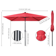 DIY 10 ft Lighted Patio Umbrella Square Solar Umbrella Tilt 8-Rib