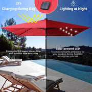 DIY 10 ft Lighted Patio Umbrella Square Solar Umbrella Tilt 8-Rib