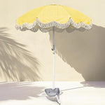 DIY 6ft Beach Umbrella with Fringe and Portable Stand Base