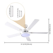 DIY 52" Ceiling Fan with Light & Remote Control White