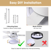 DIY 52" Ceiling Fan with Light & Remote Control White