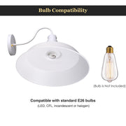 DIY Industrial Barn Style Light Wall Lamp White 14 in