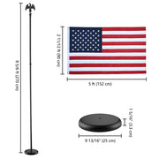 DIY Set(2) 8ft Indoor Flag Poles with Stand (Ball Eagle Optional)