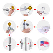 DIY Aluminum Flag Pole with Solar Light 13 Gauge (20/25/30FT Options)