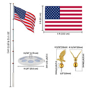 DIY Telescoping Flag Pole with Solar Light Luxury Eagle (20/25/30FT)