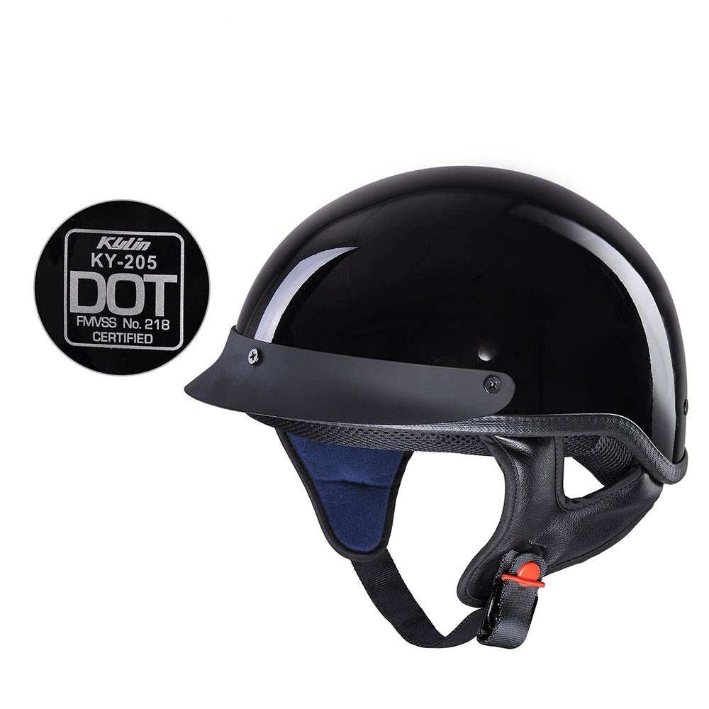 cheap dot certified motorcycle helmets 1/2 Open Face Motorcycle Helmet DOT Glossy Black S M L XL Opt