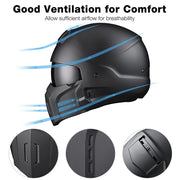 Open Face Visor DOT Motor Helmet Black