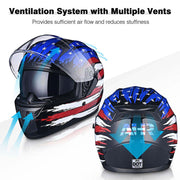 DIY Full Face US Flag Helmet with Dual Visor DOT
