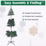 DIY 7.5 feet Faux Christmas Tree with Ribbon Metal Stand