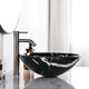 DIY Round Black Vessel Sink Tempered Glass Marble Pattern