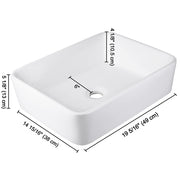 DIY Rectangular Vessel Bathroom Porcelain Sink w/ Drain
