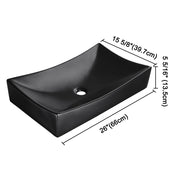 DIY 26" Black Rectangular Vessel Sink Pop up Drain
