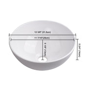 DIY 12" Bathroom Vessel Porcelain Sink w/ Drain Circular