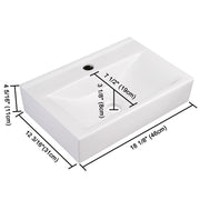 DIY Rectangular Bathroom Sink w/ Drain Porcelain 18"x12"