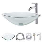 DIY Square Vessel Tempered Glass Bathroom Sink