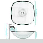 DIY Square Vessel Tempered Glass Bathroom Sink