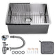 DIY 25" Undermount Single Stainless Kitchen Sink with Drain Basin Rack
