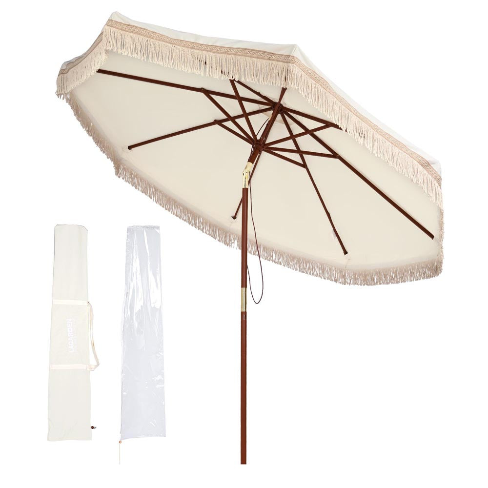 DIY 9 ft 8 Ribs Wooden Patio Umbrella Tilt 100% solution-dyed DIY 9 ft 8 Ribs Wooden Patio Umbrella Tilt 100% solution-dyed
