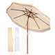 DIY 9 ft 8 Ribs Wooden Patio Umbrella Tilt 100% solution-dyed