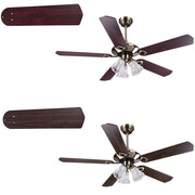 DIY Living Room 51" Bronze Ceiling Fan with 3-Light & Remote Control