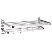 DIY Wall-Mounted 304 Stainless Steel Towel Shelf Rack w/ Hooks