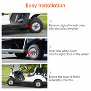 DIY 4pcs 8" Chrome SS Wheel Covers Golf Cart Hub Caps EZGO Club Car Yamaha