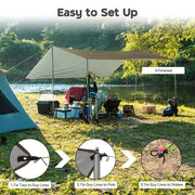 DIY Waterproof Camping Tarp Shelter UV50+ PU3,000mm 13x10ft