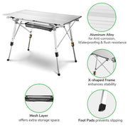 DIY Foldable Camping Table Lightweight 35"x20"x(17" to 26")