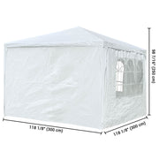 10 x 10 ft Outdoor Wedding Party Tent w/ 4 Sidewalls Color Optional