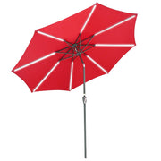 9 ft Patio Umbrella with Lights Solar Umbrella Tilt 8-Rib