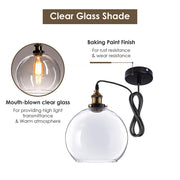 DIY Pendant Light Glass Global Shade 9 4/5 in