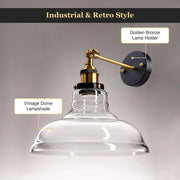 DIY Vintage Barn Style Wall Lamp Clear Glass Shade 11 in
