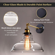 DIY Vintage Barn Style Wall Lamp Clear Glass Shade 11 in