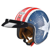 DOT Open Face Motorcycle Helmet American Flag with Visor