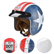 DOT Open Face Motorcycle Helmet American Flag with Visor